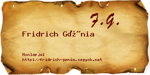 Fridrich Génia névjegykártya